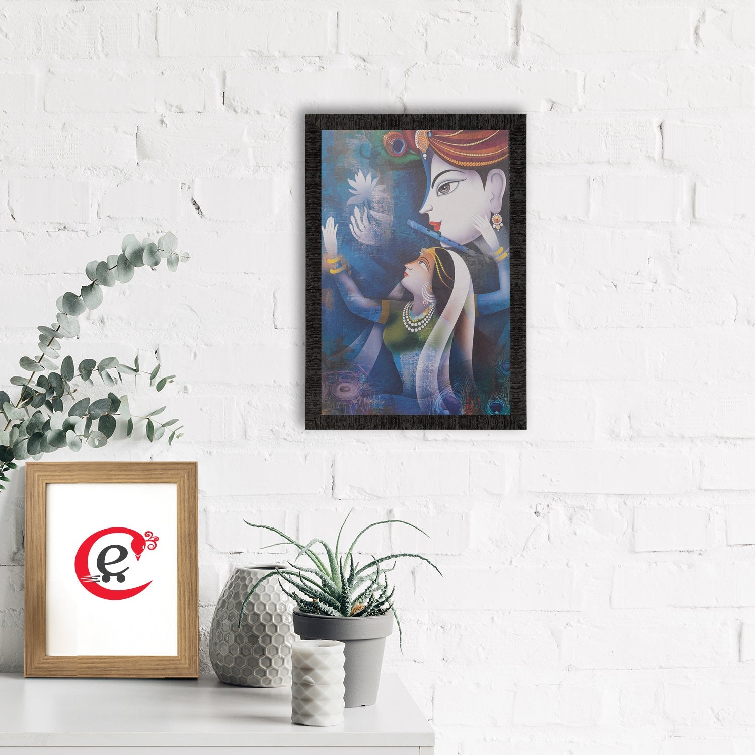 Radha Krishna Satin Matt Texture UV Art Painting Kafalo
