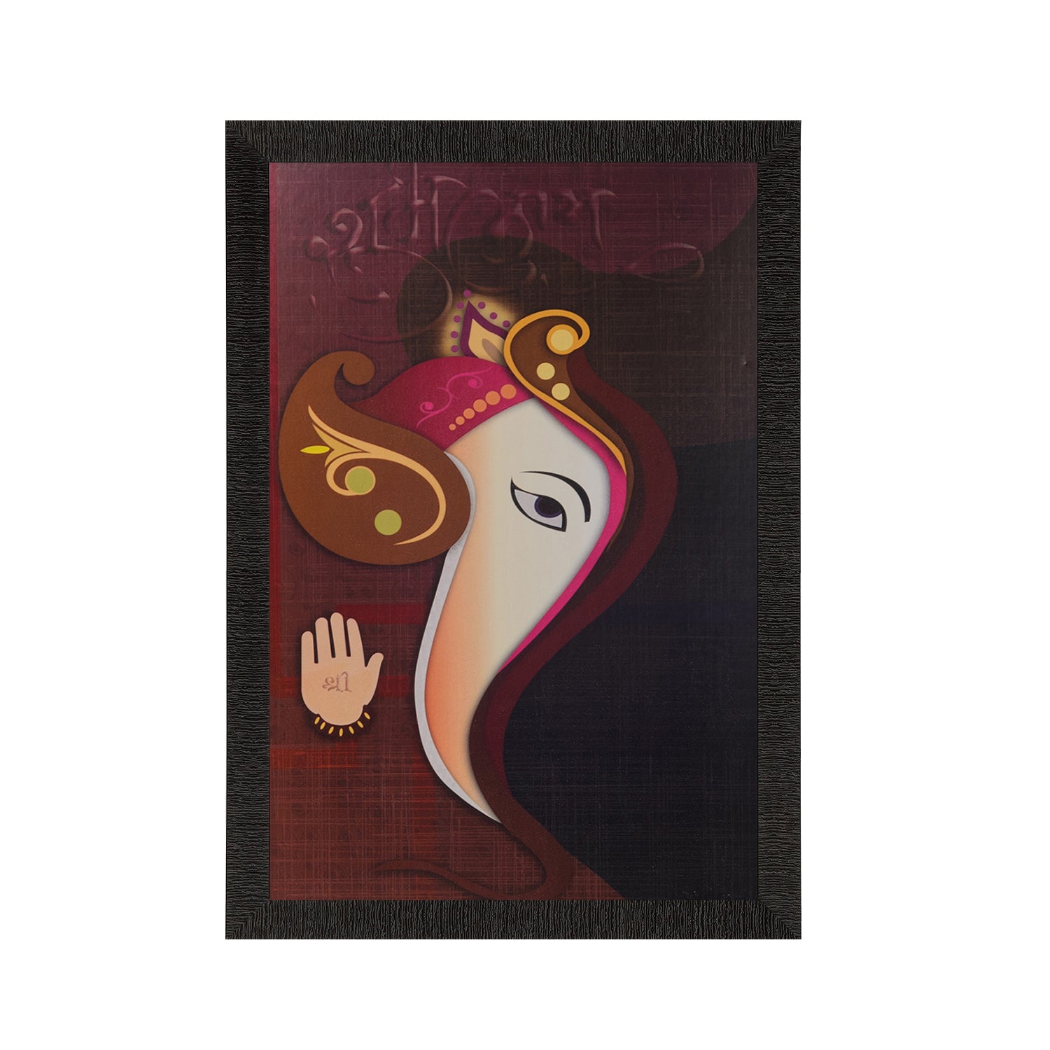 Blessing Lord Ganesha Painting Digital Printed Religious Wall Art Kafalo