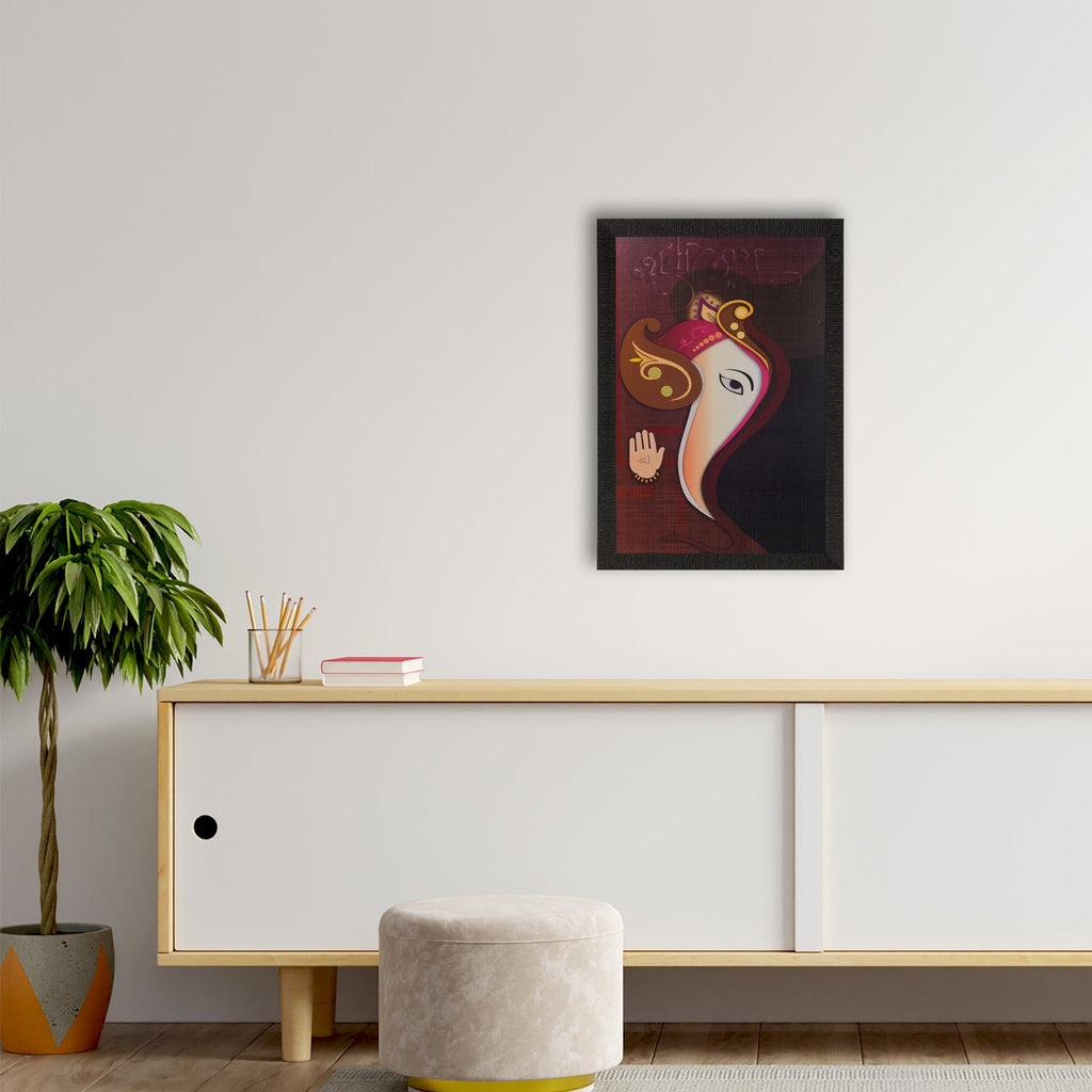 Blessing Lord Ganesha Painting Digital Printed Religious Wall Art Kafalo