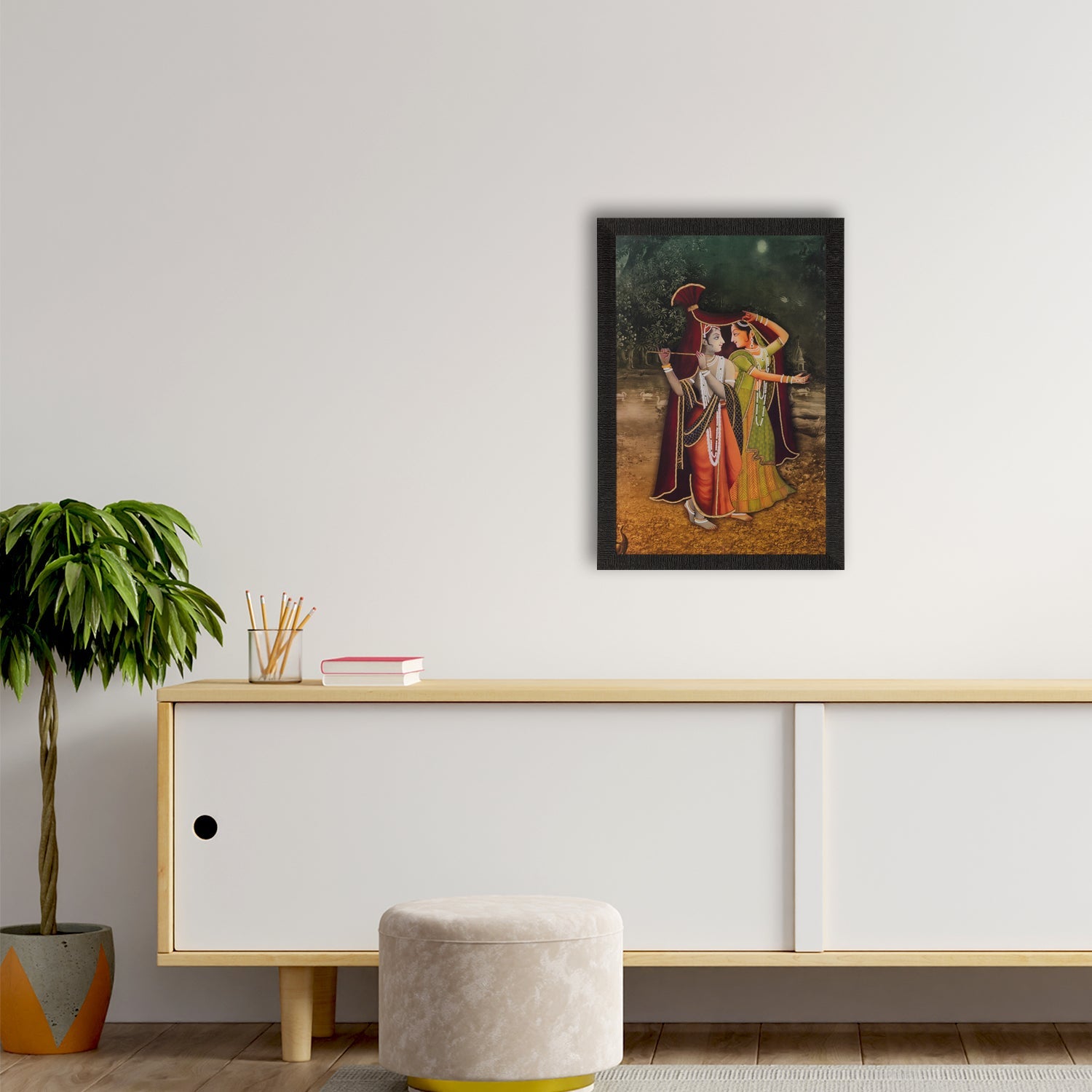 Radha Krishna Satin Matt Texture UV Art Painting Kafalo