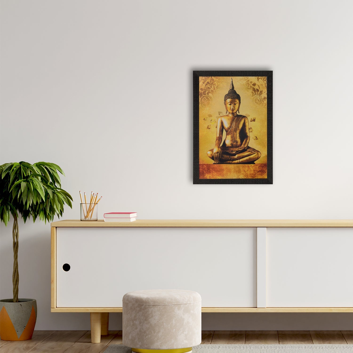 Meditating Buddha Painting Digital Printed Religious Wall Art Kafalo