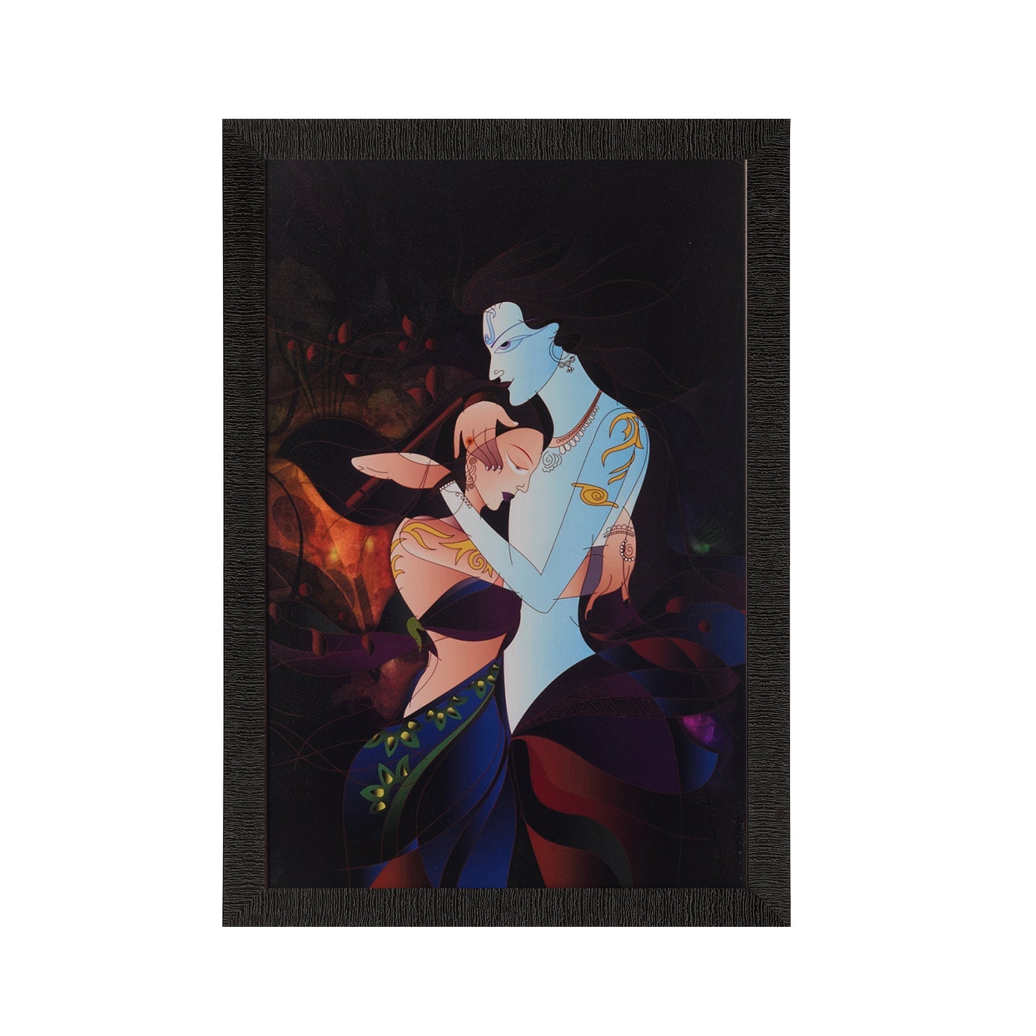 Radha Krishna Love Moments Painting Digital Printed Religious Wall Art Kafalo