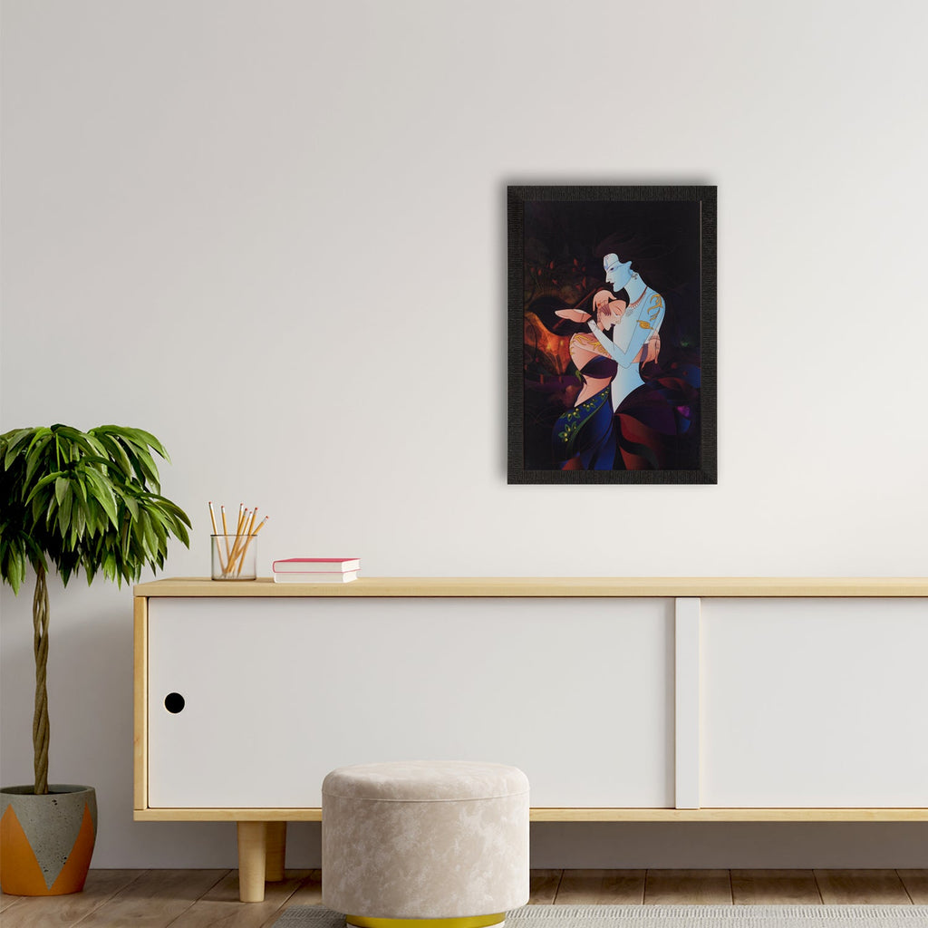 Radha Krishna Love Moments Painting Digital Printed Religious Wall Art Kafalo