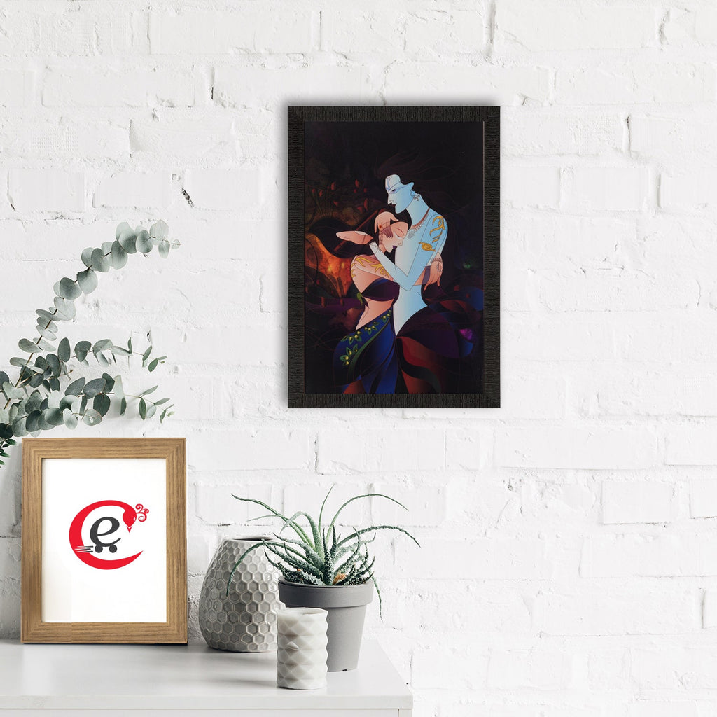 Radha Krishna Love Moments Painting Digital Printed Religious Wall Art Kafalo