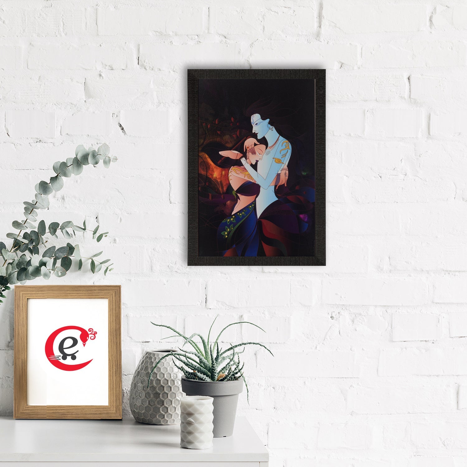 Radha Krishna Love Moments Painting Digital Printed Religious Wall Art Kafalo