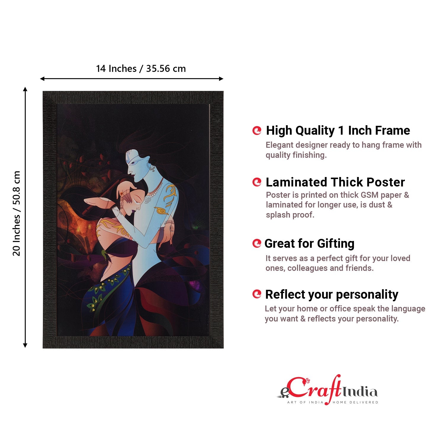 Radha Krishna Love Moments Painting Digital Printed Religious Wall Art Kafalo