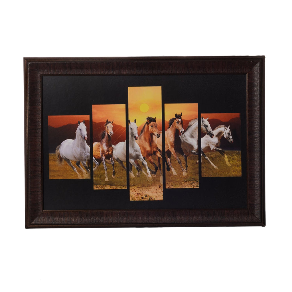 Lucky Running Horses 5 Cut Design Satin Matt Texture UV Art Painting Kafalo