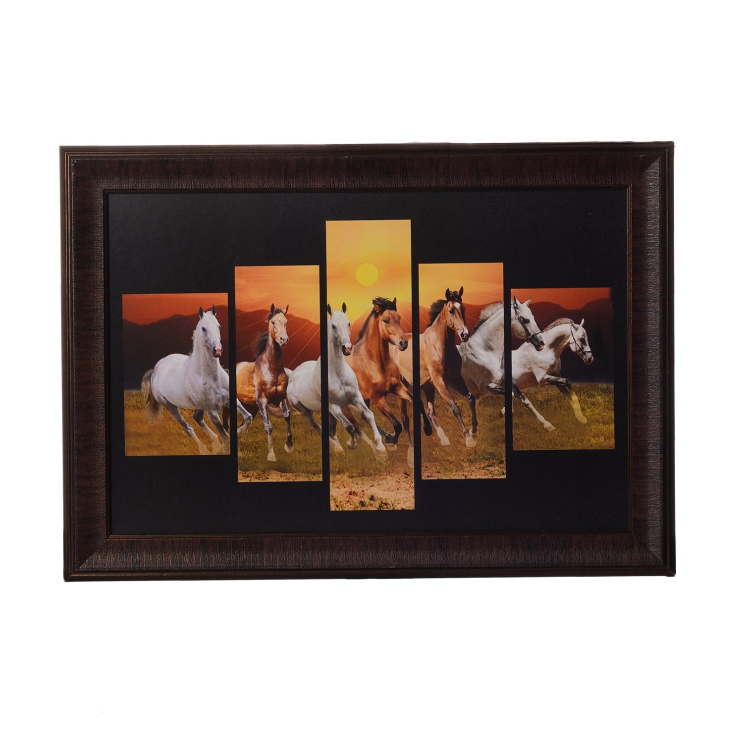 Lucky Running Horses 5 Cut Design Satin Matt Texture UV Art Painting Kafalo