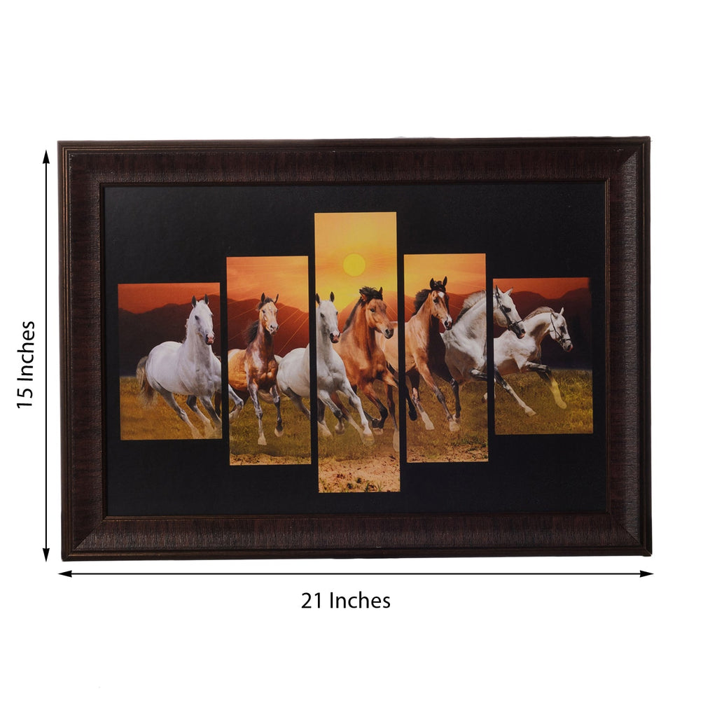 Lucky Running Horses 5 Cut Design Satin Matt Texture UV Art Painting Kafalo