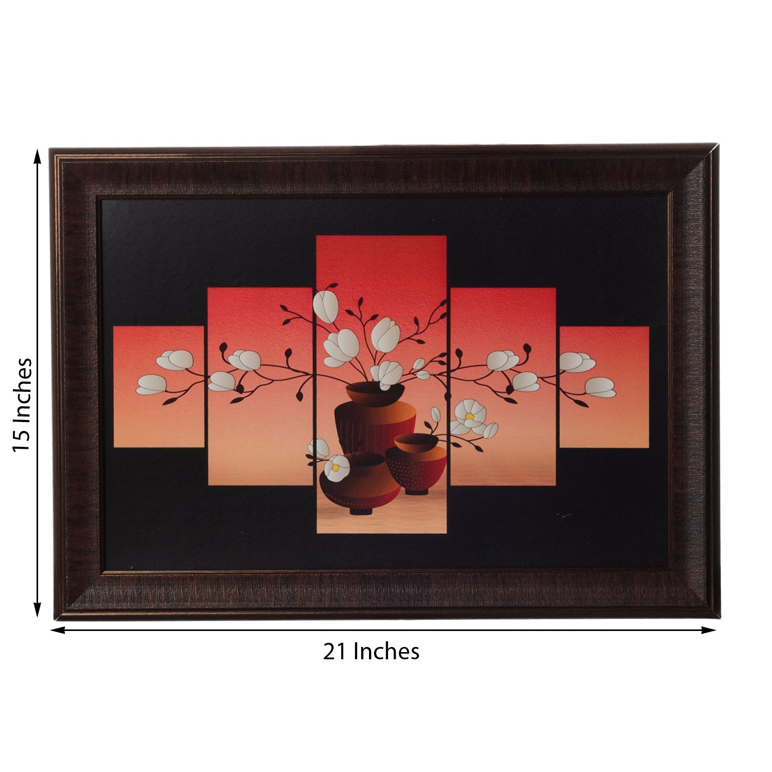Floral Pot 5 Cut Design Satin Matt Texture UV Art Painting Kafalo