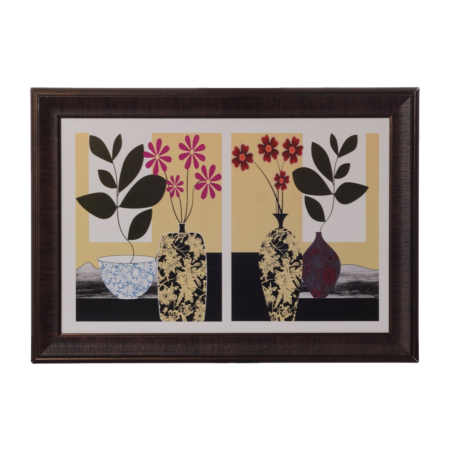 Botanical Floral Pot Satin Matt Texture UV Art Painting Kafalo