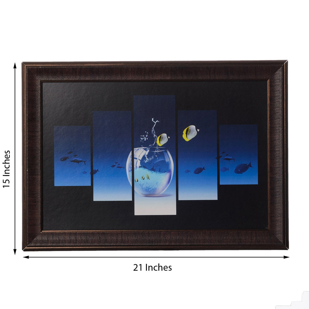 Fish Pond 5 Cut Design Satin Matt Texture UV Art Painting Kafalo
