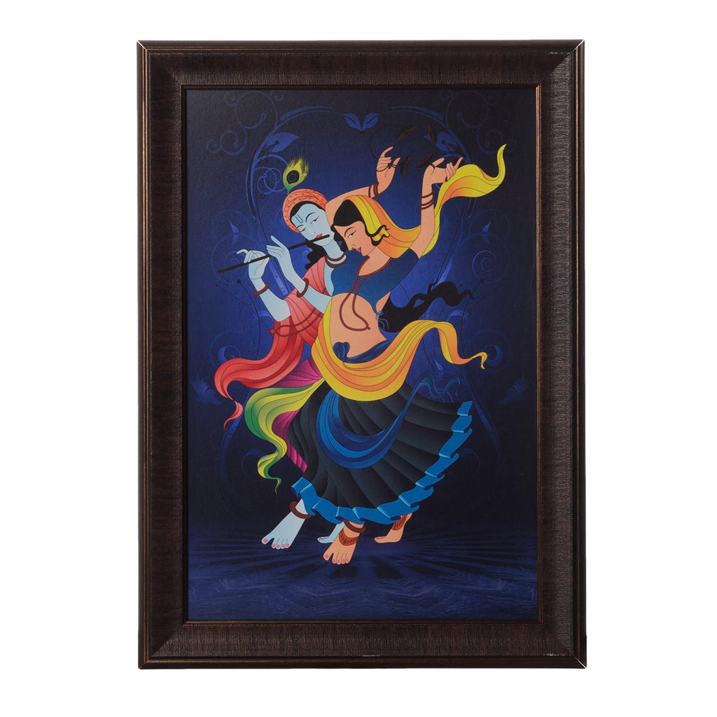 Dancing Radha Krishna Satin Matt Texture UV Art Painting Kafalo