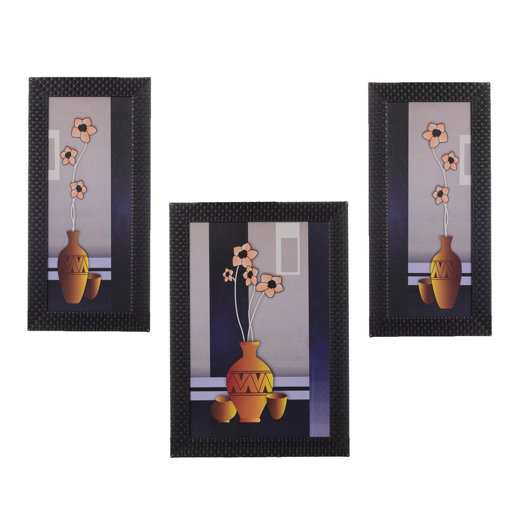 Set of 3 Botanical Flower Pot Matt Texture UV Art Painting Kafalo