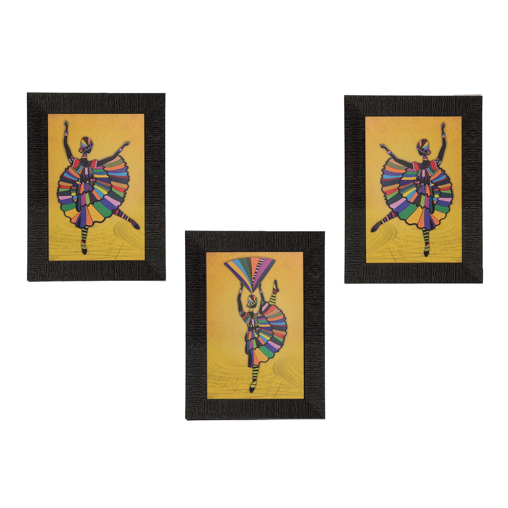 Set of 3 Dancing Girl Matt Texture UV Art Painting Kafalo