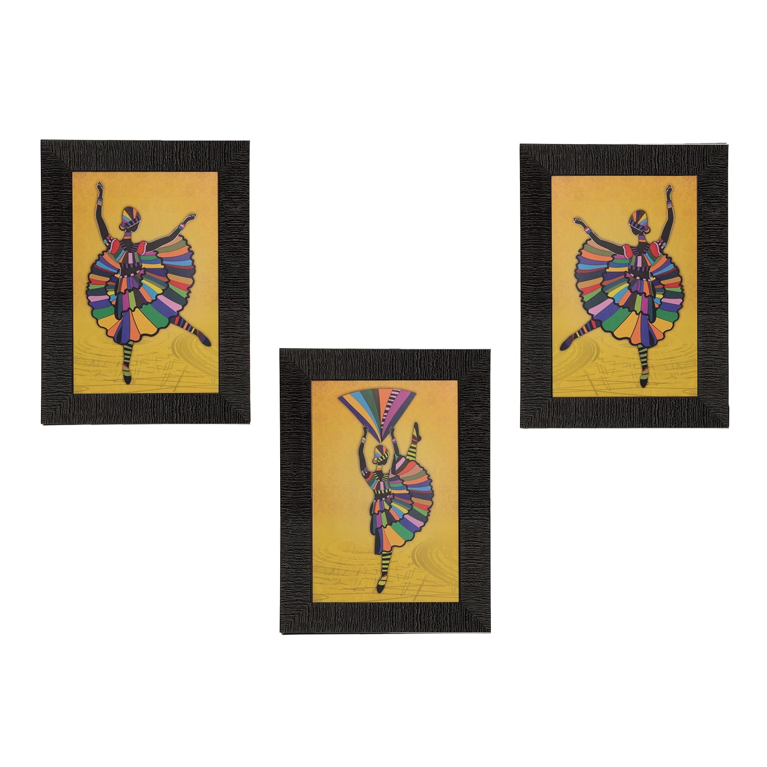 Set of 3 Dancing Girl Matt Texture UV Art Painting Kafalo