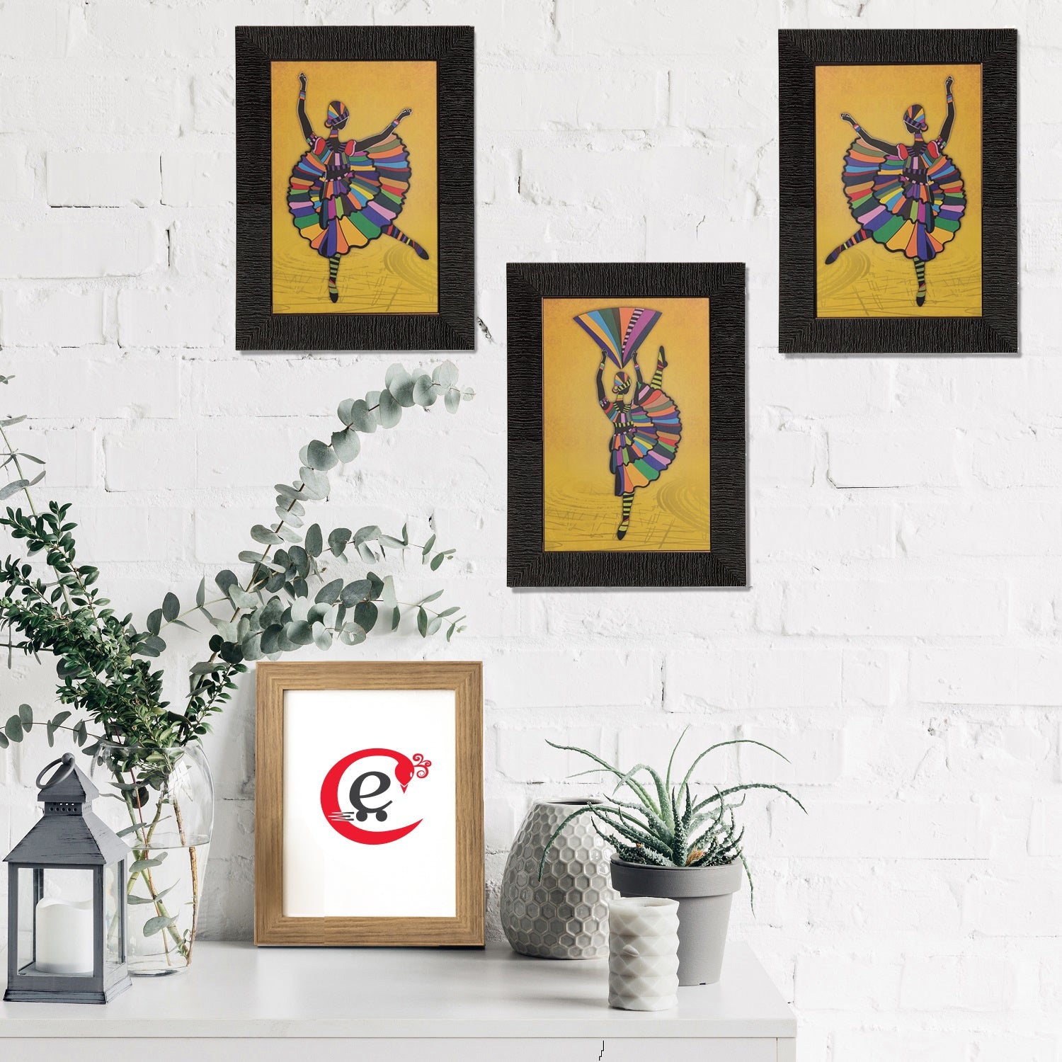 Set of 3 Dancing Girl Matt Texture UV Art Painting Kafalo