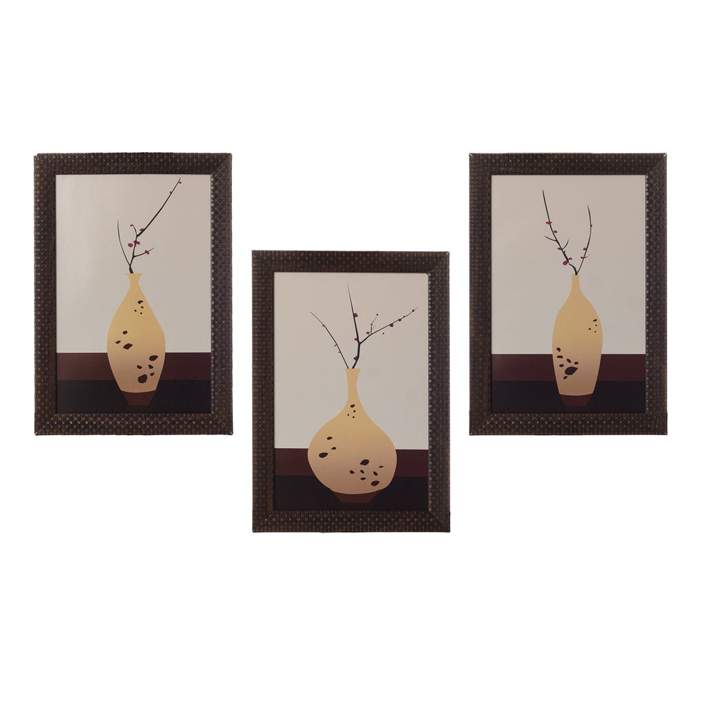 Set of 3 Botanical Flower Pot Matt Texture UV Art Painting Kafalo