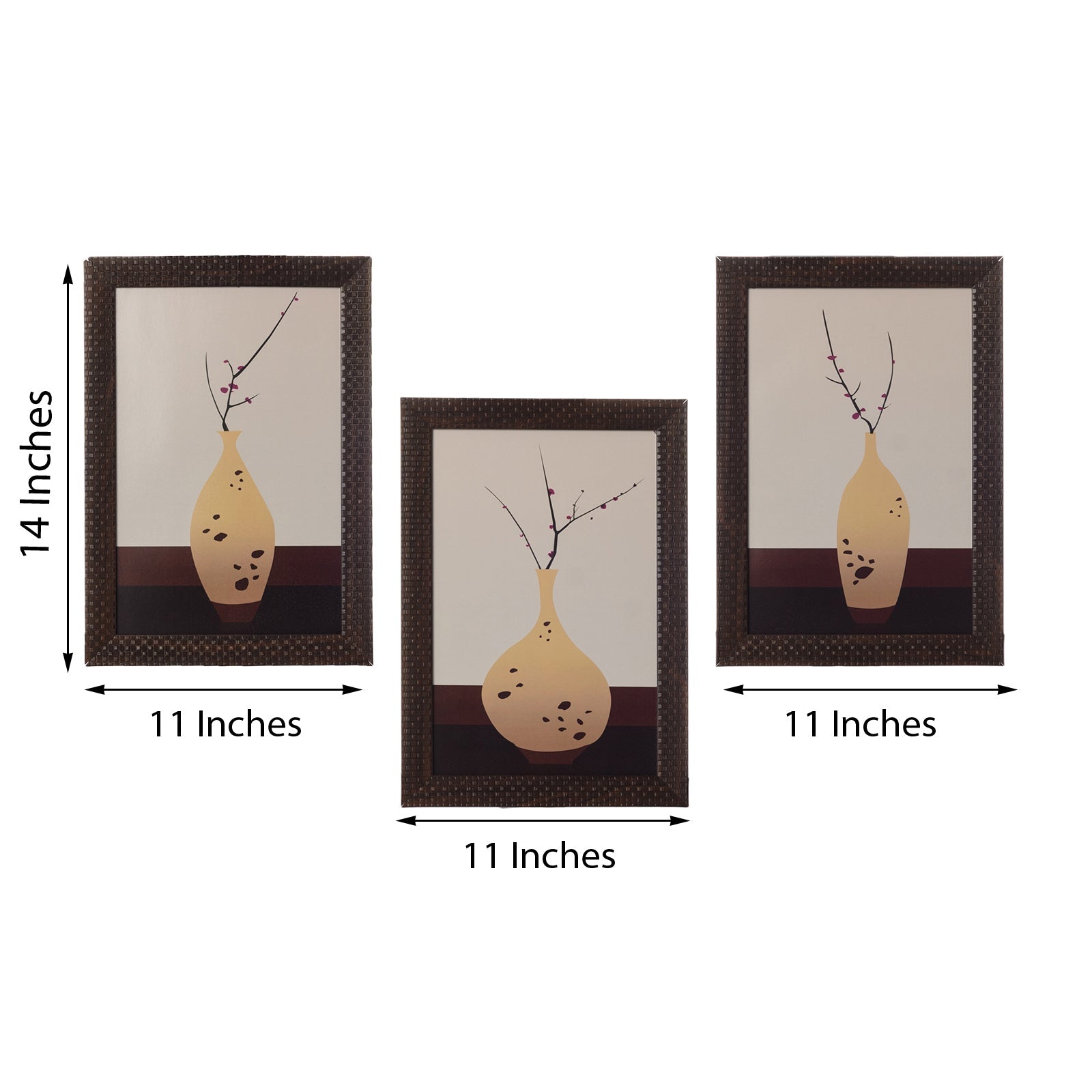 Set of 3 Botanical Flower Pot Matt Texture UV Art Painting Kafalo