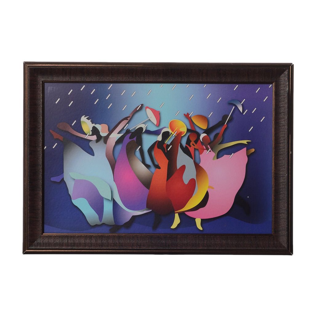 Colorful Dancing Girls in Rain Satin Matt Texture UV Art Painting Kafalo
