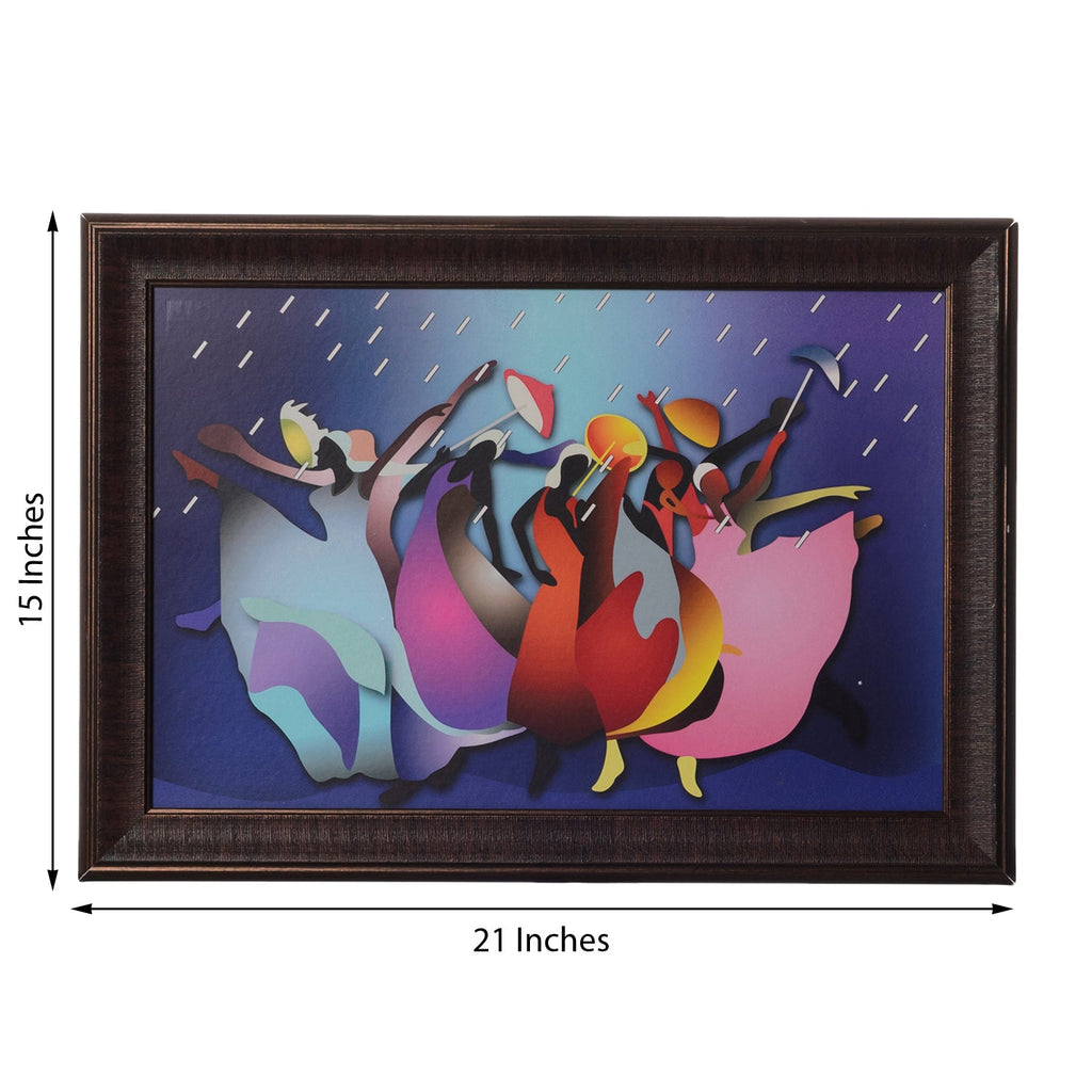 Colorful Dancing Girls in Rain Satin Matt Texture UV Art Painting Kafalo