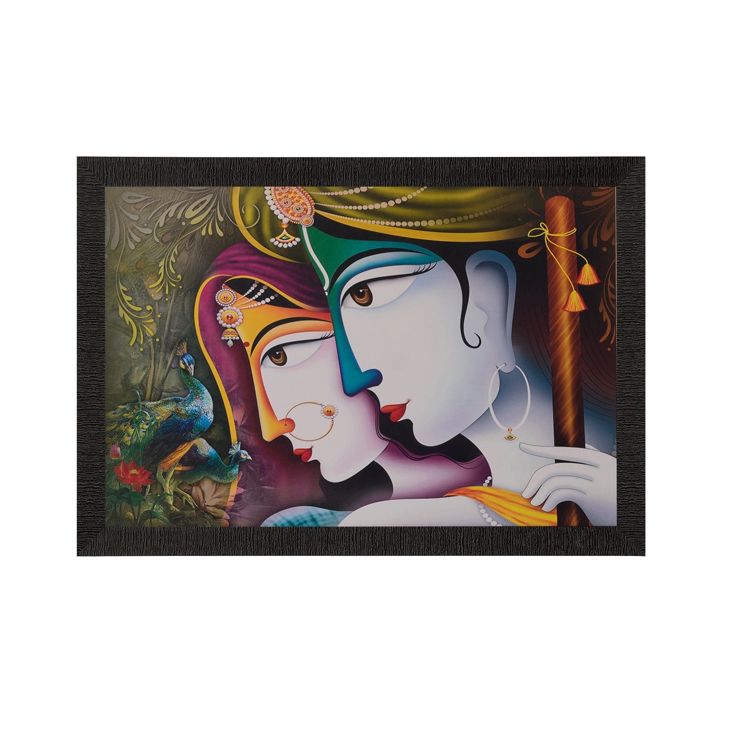 Radha Krishna Satin Matt Texture UV Art Painting Kafalo