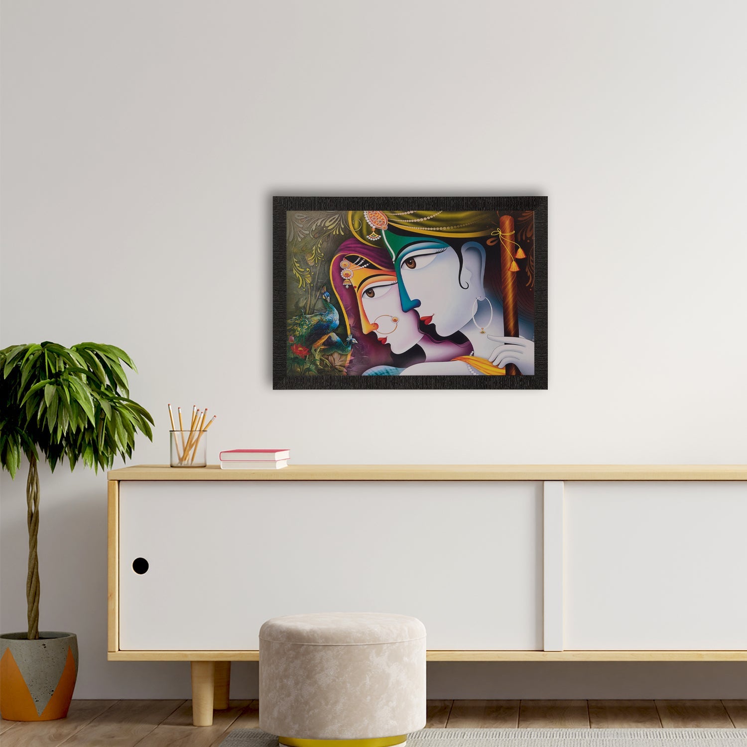 Radha Krishna Satin Matt Texture UV Art Painting Kafalo