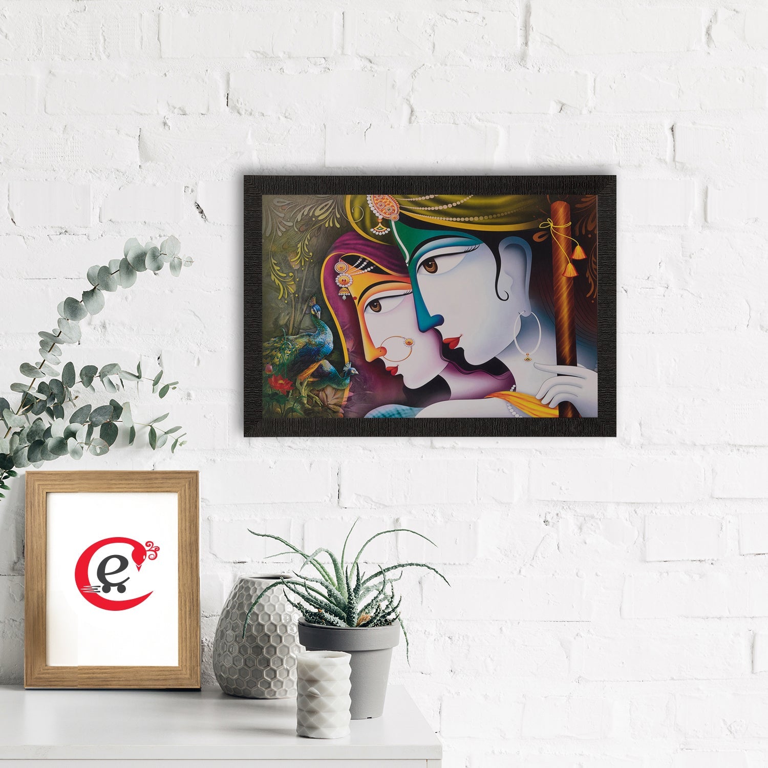 Radha Krishna Satin Matt Texture UV Art Painting Kafalo