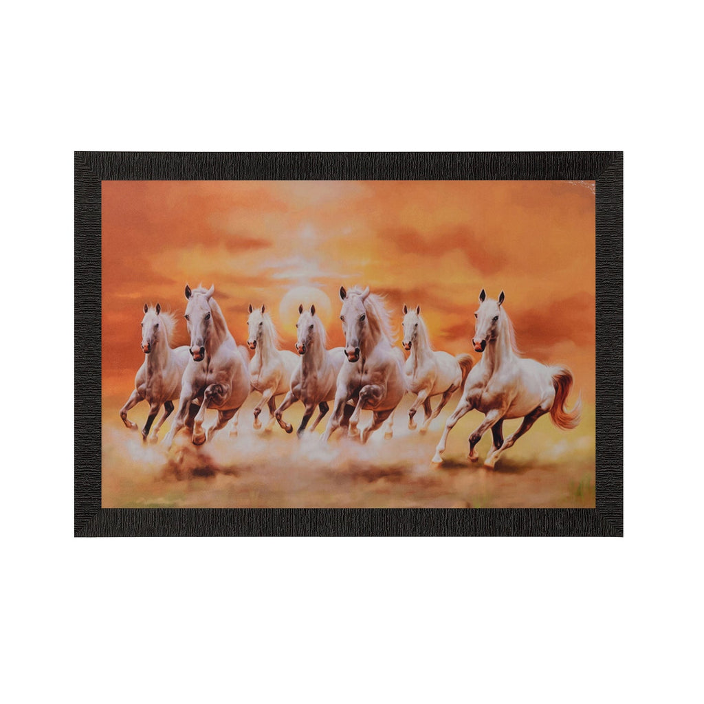 Running Lucky White Horses Satin Matt Texture UV Art Painting Kafalo