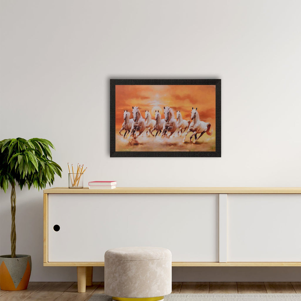 Running Lucky White Horses Satin Matt Texture UV Art Painting Kafalo
