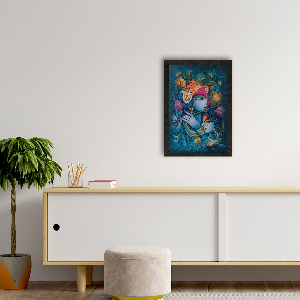 Krishna Playing Flute Satin Matt Texture UV Art Painting Kafalo