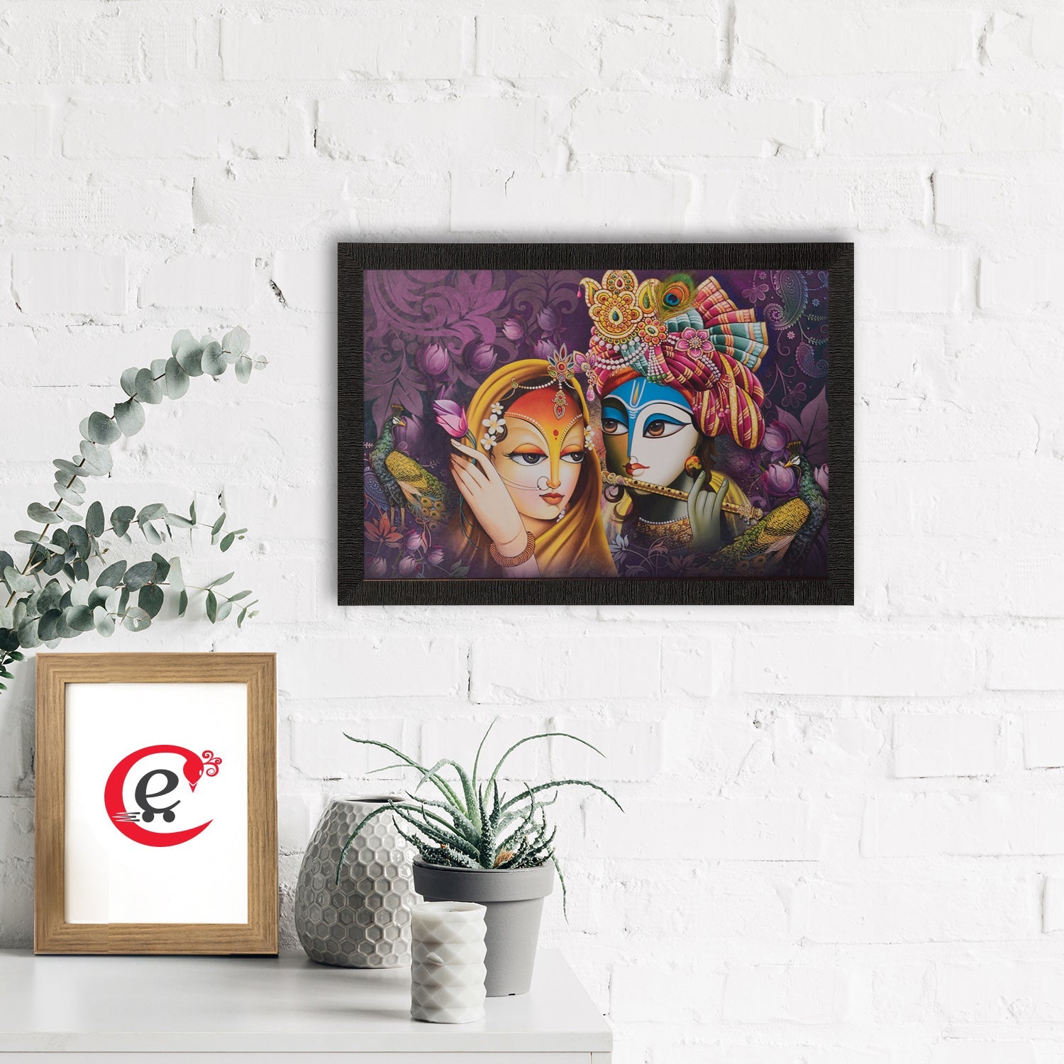 Radha Krishna Satin Matt Texture UV Art Painting Kafalo