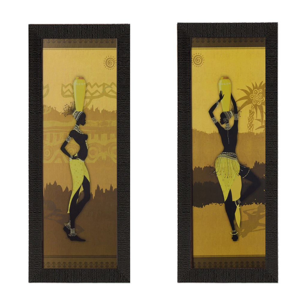 Set of 2 Tribal Lady Satin Matt Texture UV Art Painting Kafalo