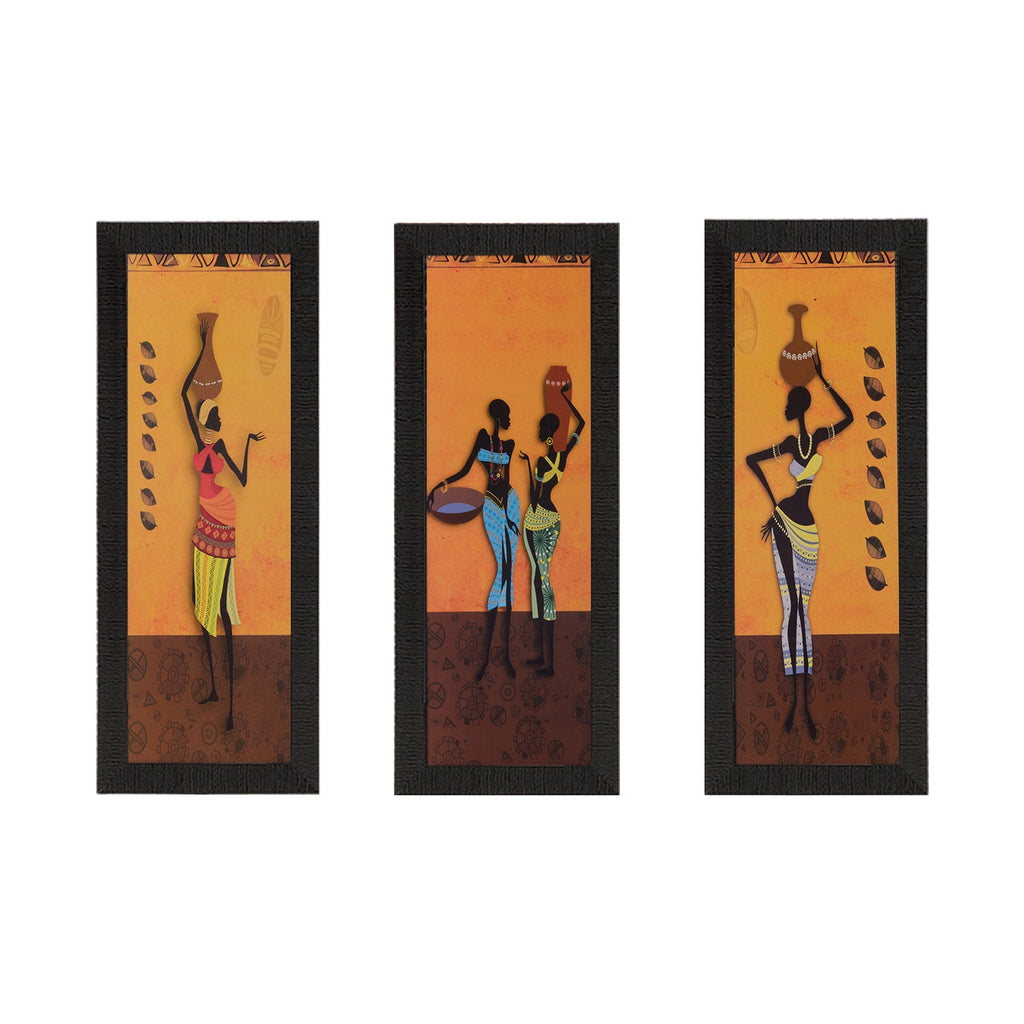 Set of 3 Tribal Lady Satin Matt Texture UV Art Painting Kafalo