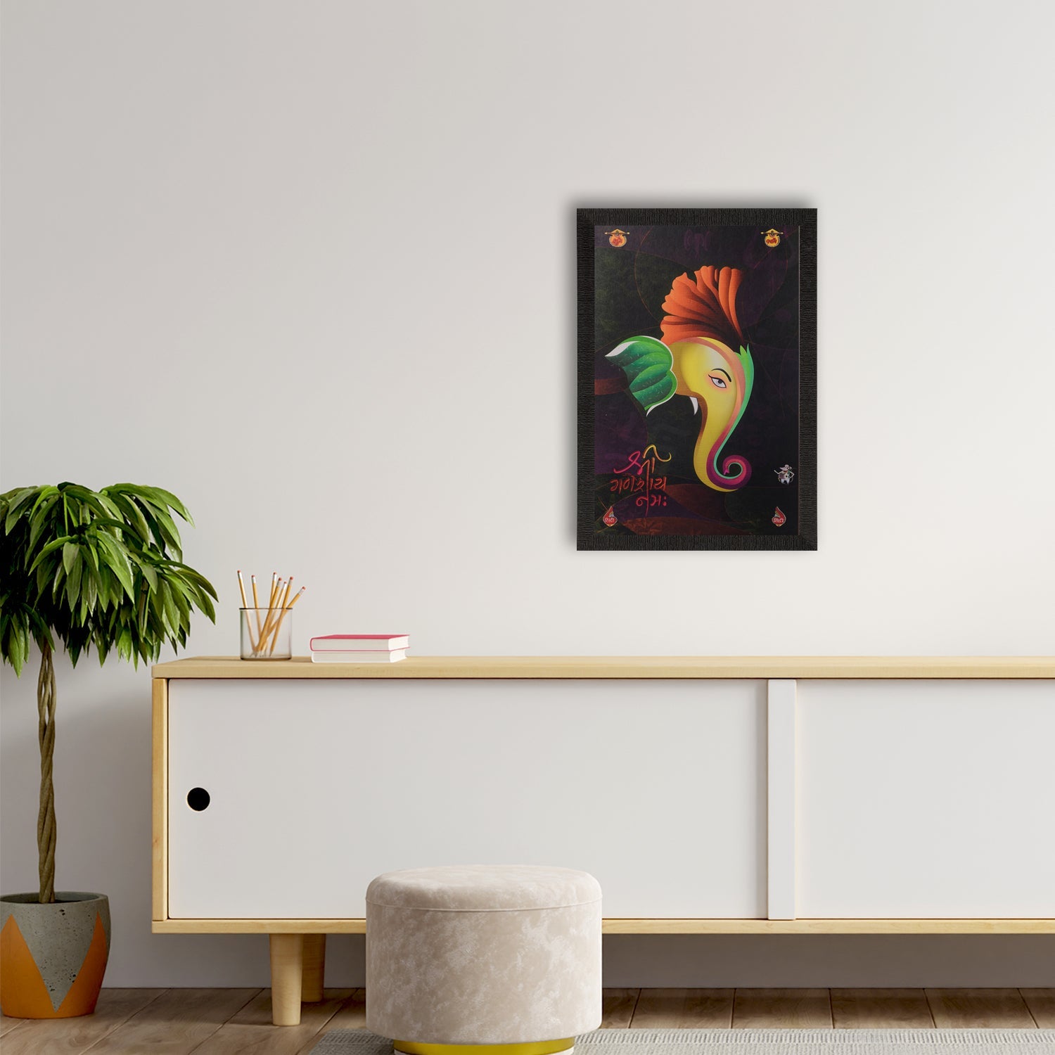 Lord Ganesha Satin Matt Texture UV Art Painting Kafalo