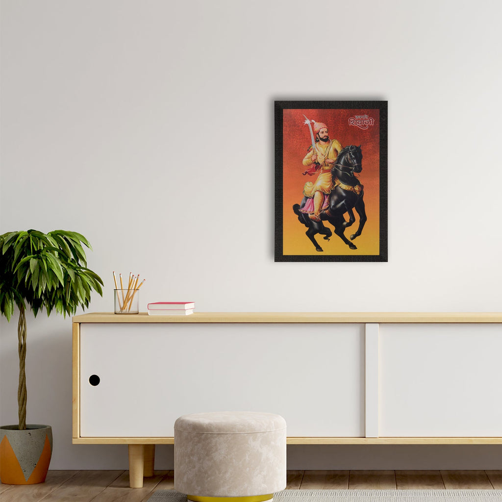 Shivaji Maharaj Satin Matt Texture UV Art Painting Kafalo