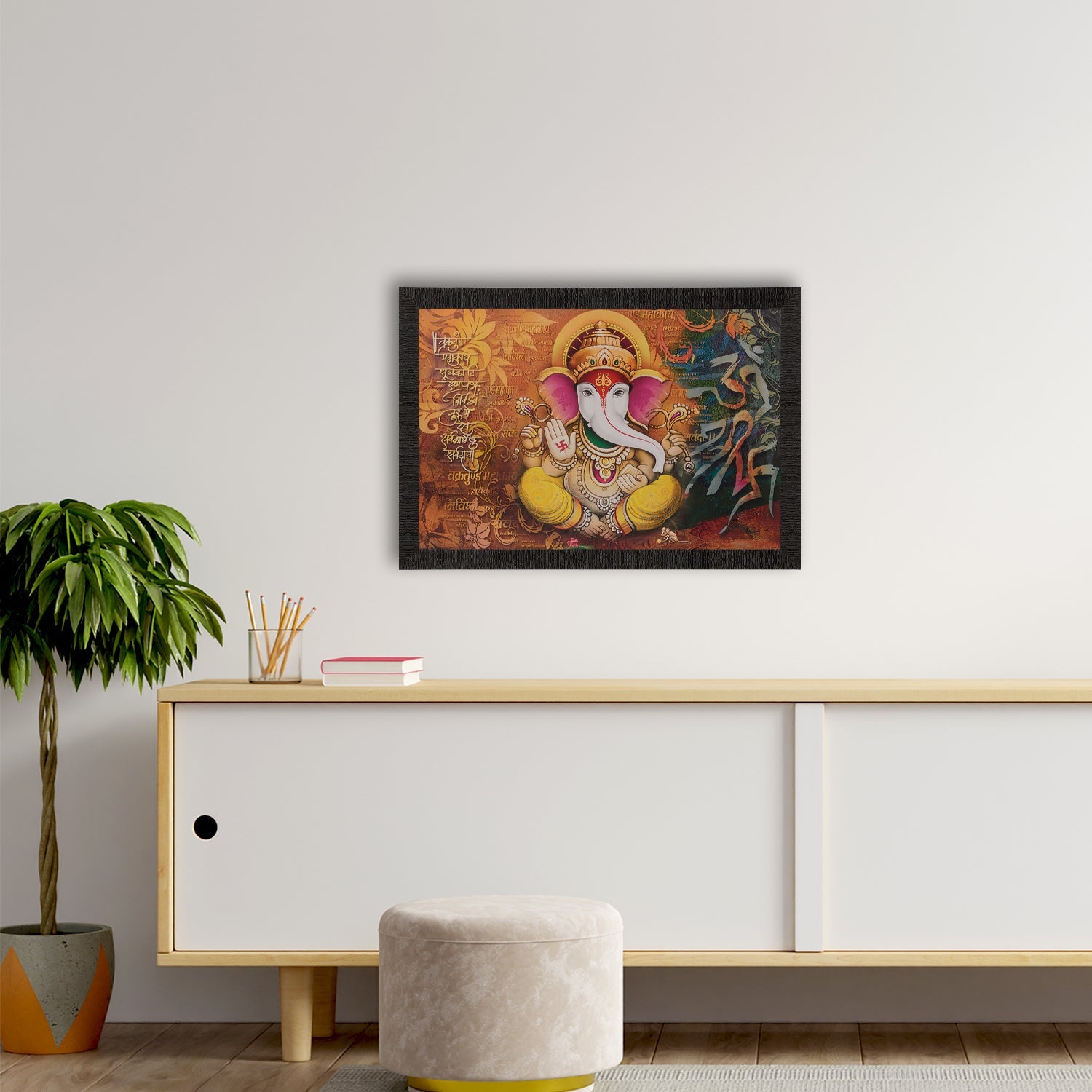 Lord Ganesha Satin Matt Texture UV Art Painting Kafalo