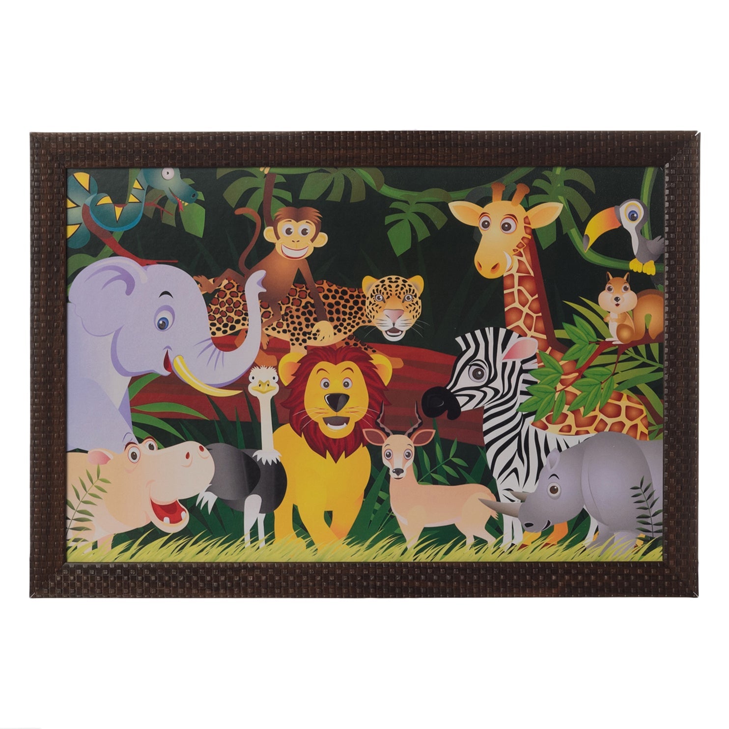 Happy Jungle Animals Satin Matt Texture UV Art Painting Kafalo