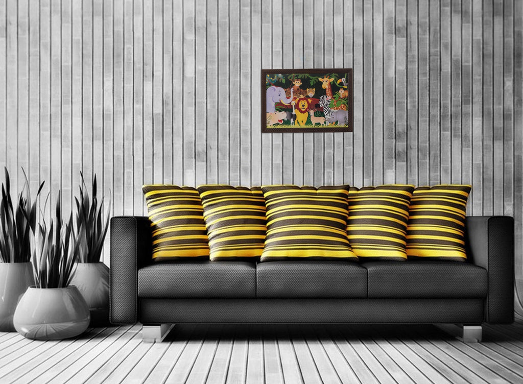 Happy Jungle Animals Satin Matt Texture UV Art Painting Kafalo