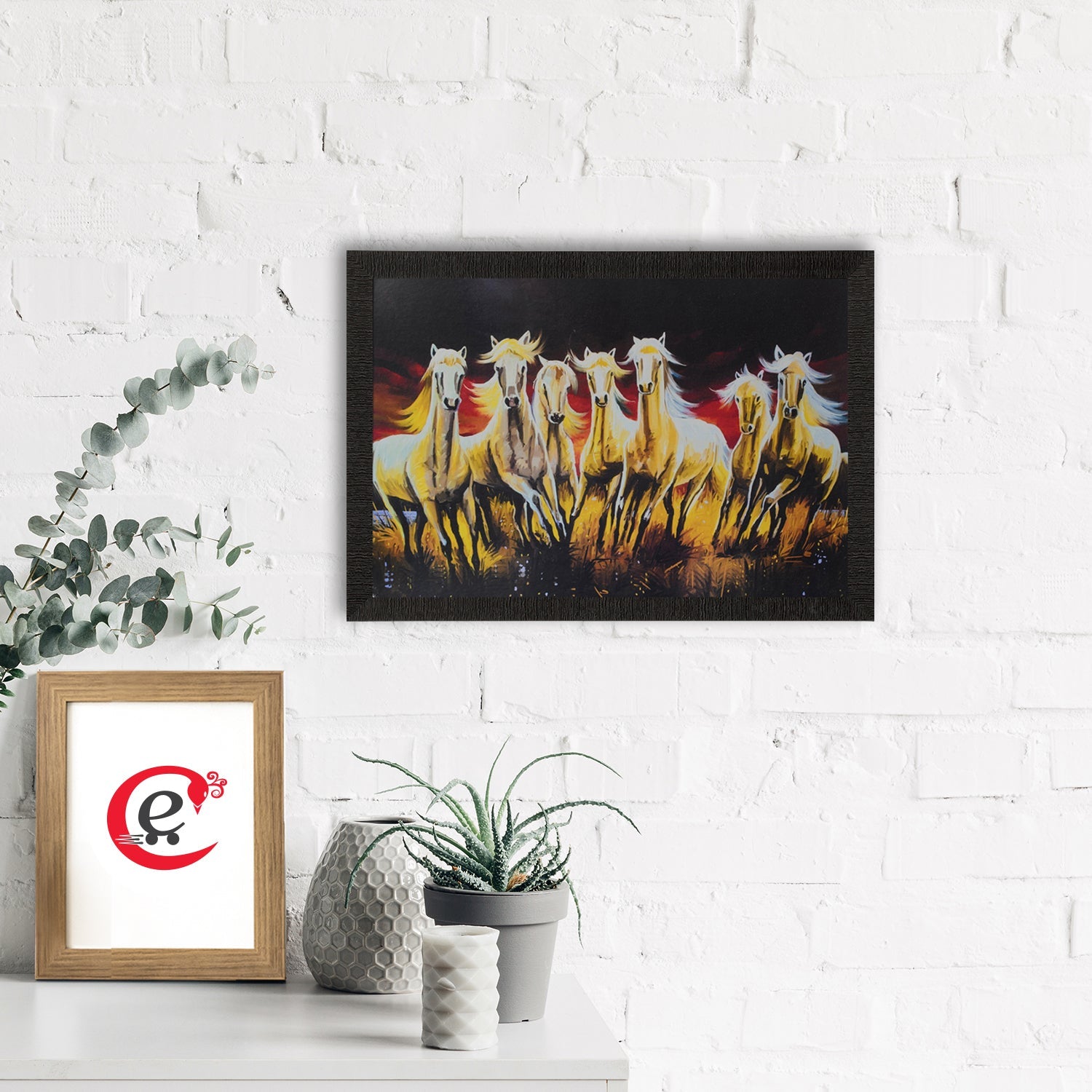 Lucky Running Horses Satin Matt Texture UV Art Painting Kafalo