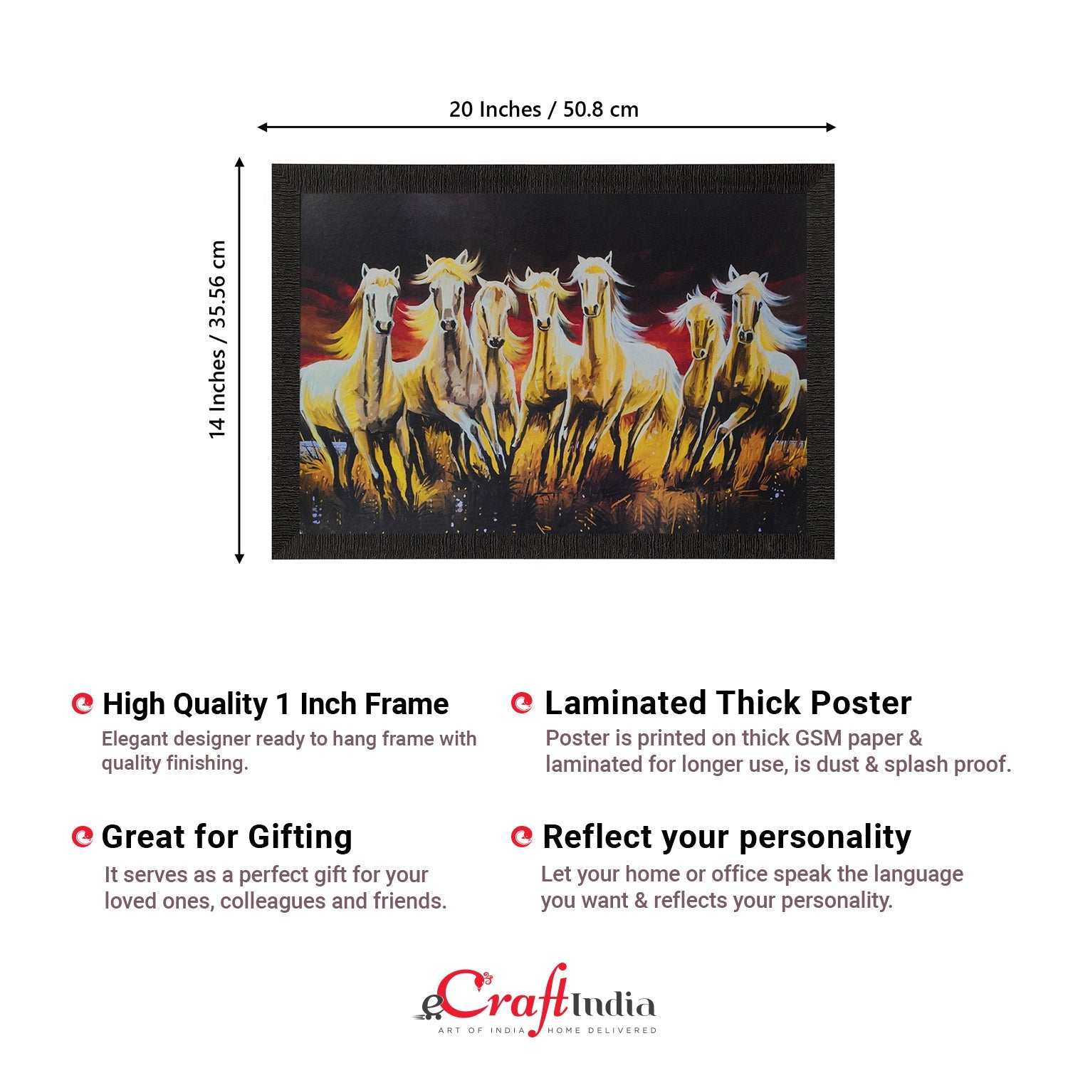 Lucky Running Horses Satin Matt Texture UV Art Painting Kafalo