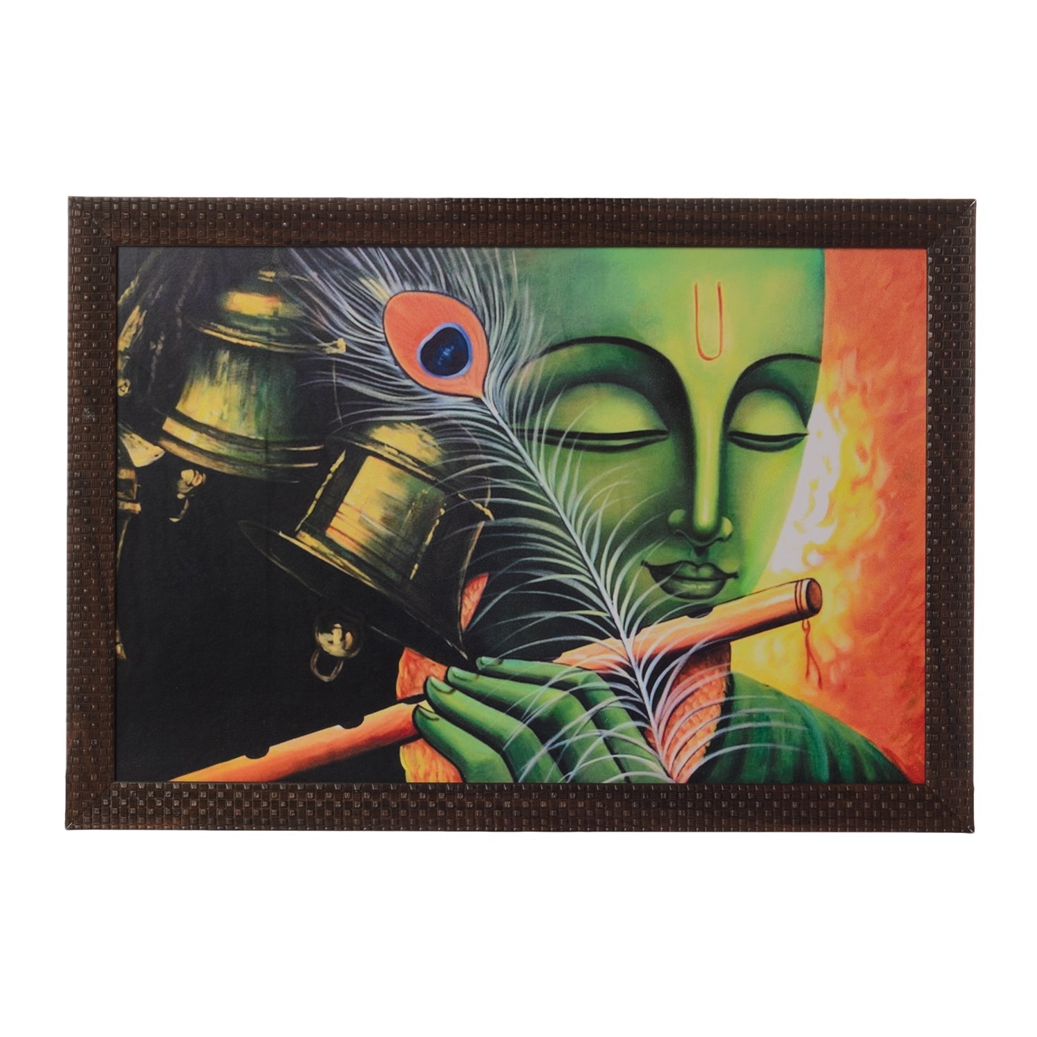 Krishna Playing Flute Satin Matt Texture UV Art Painting Kafalo