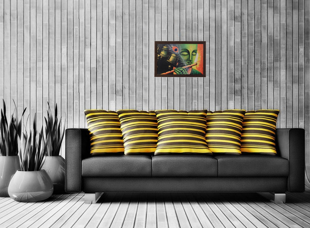 Krishna Playing Flute Satin Matt Texture UV Art Painting Kafalo