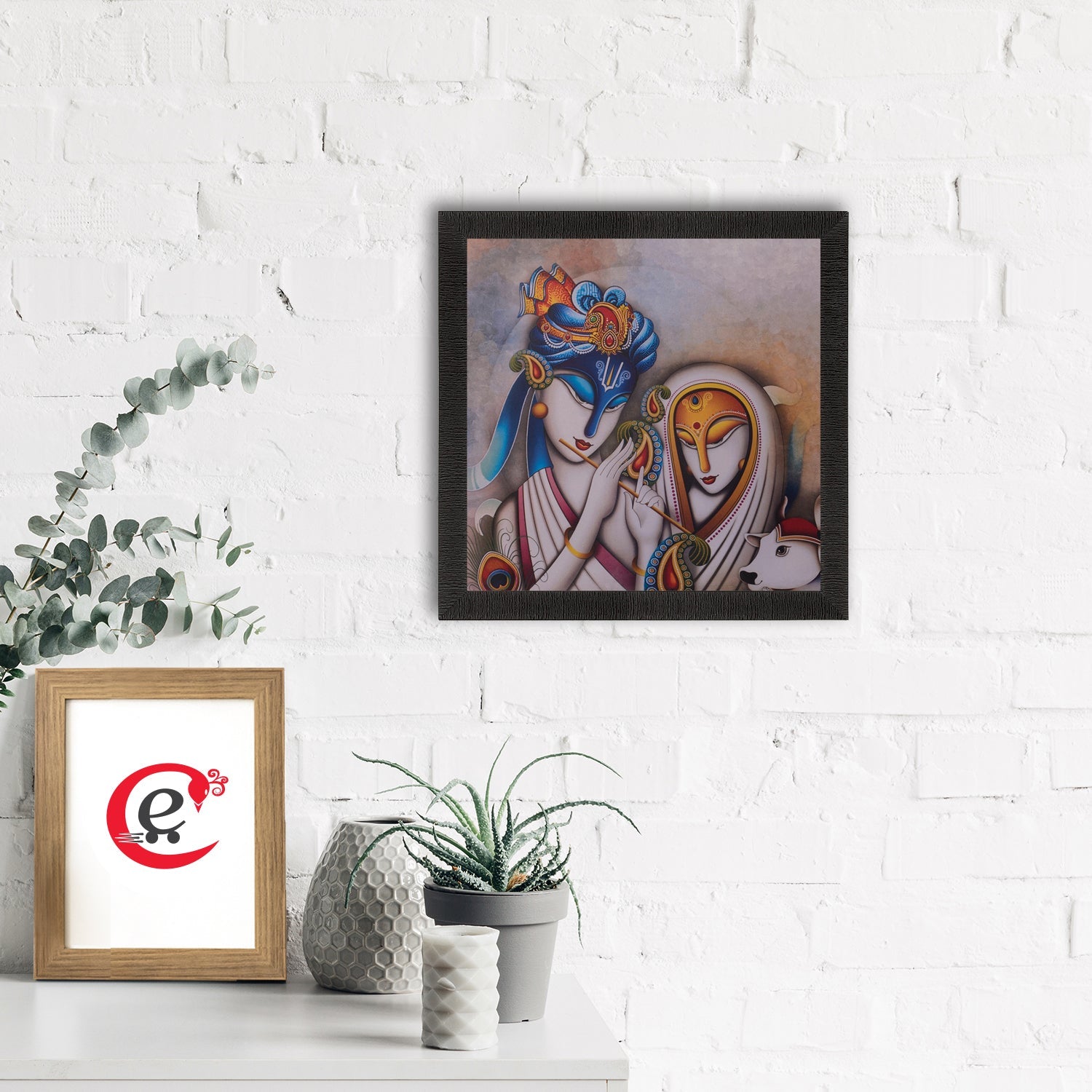 Radha Krishna Satin Matt Texture UV Art Painting Kafalo