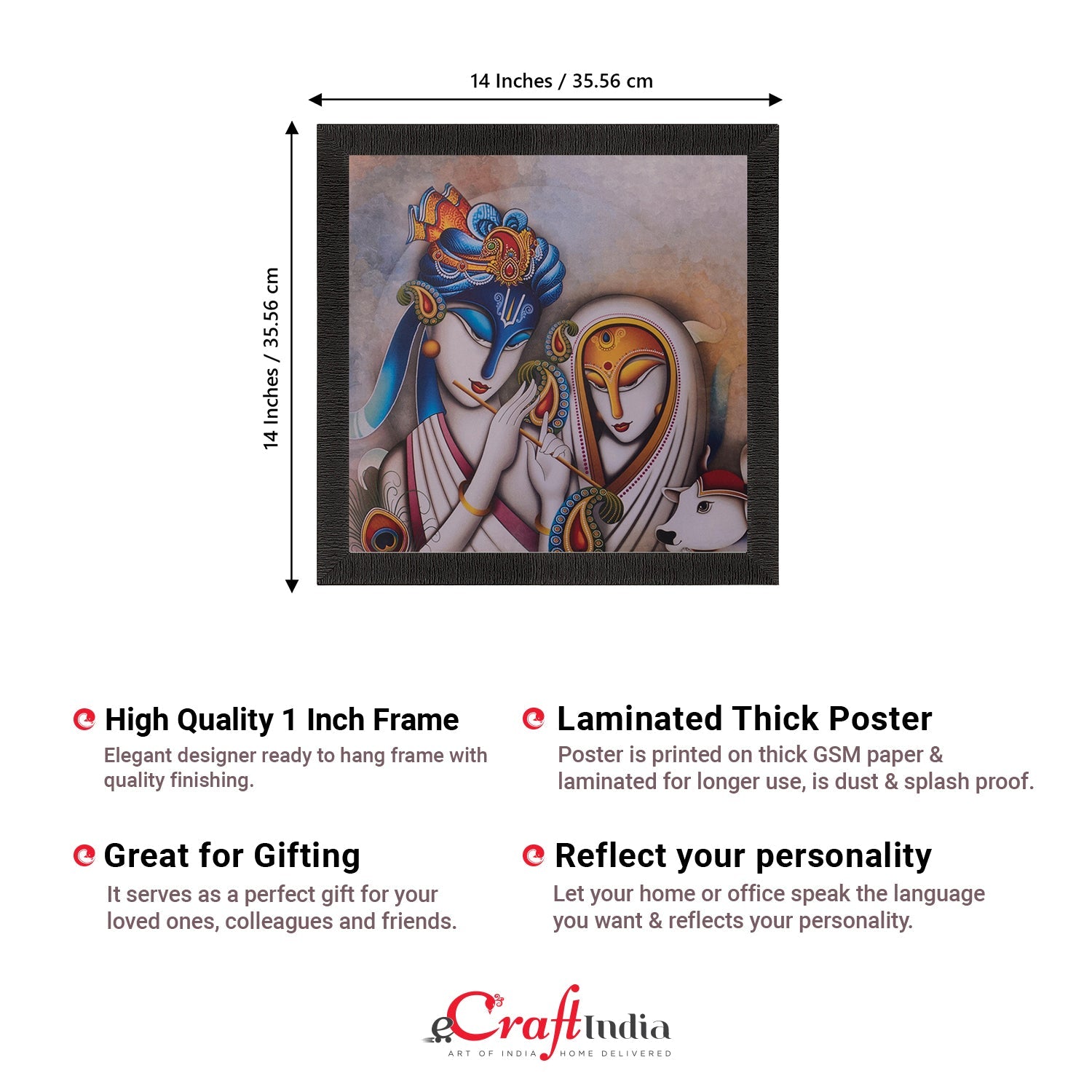 Radha Krishna Satin Matt Texture UV Art Painting Kafalo