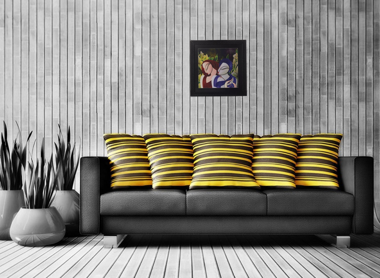 Abstract Radha Krishna Satin Matt Texture UV Art Painting Kafalo