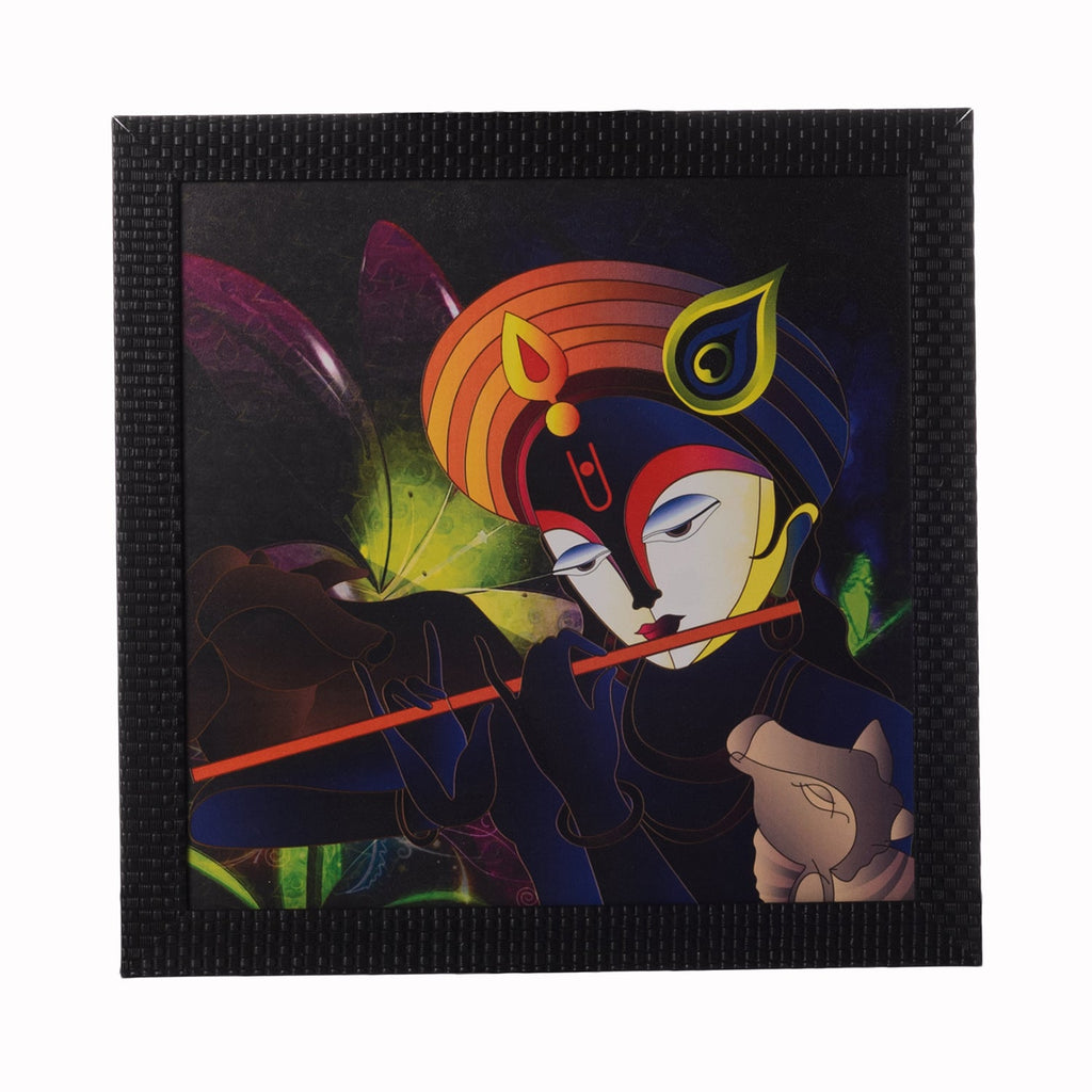 Krishna Playing Flute Satin Matt Texture UV Art Painting Kafalo