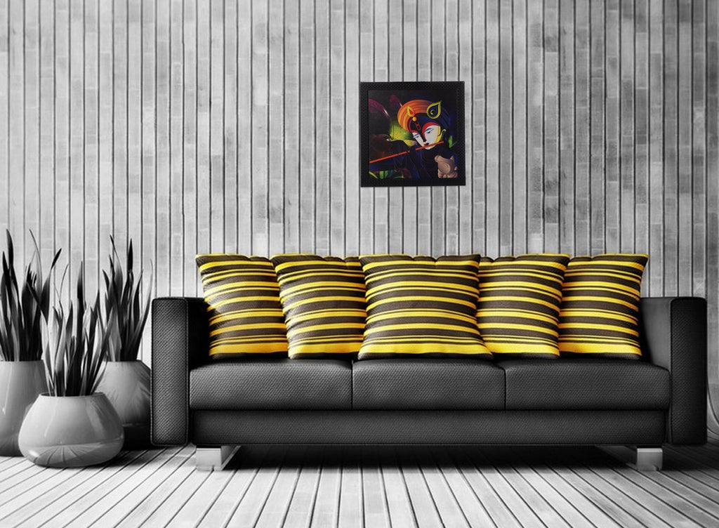 Krishna Playing Flute Satin Matt Texture UV Art Painting Kafalo