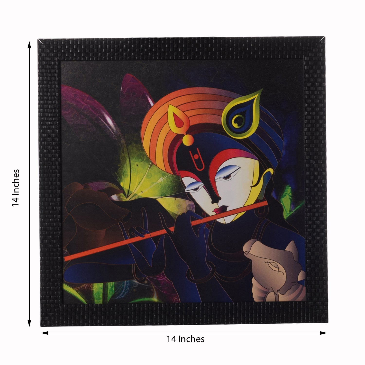 Krishna Playing Flute Satin Matt Texture UV Art Painting Kafalo