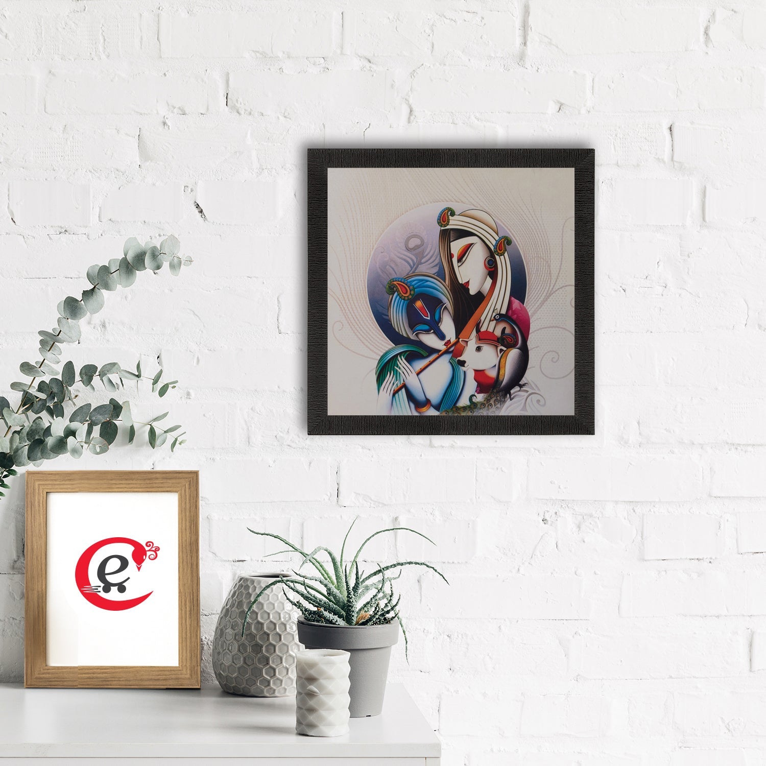 Radha Krishna Satin Matt Texture UV Art Painting Kafalo